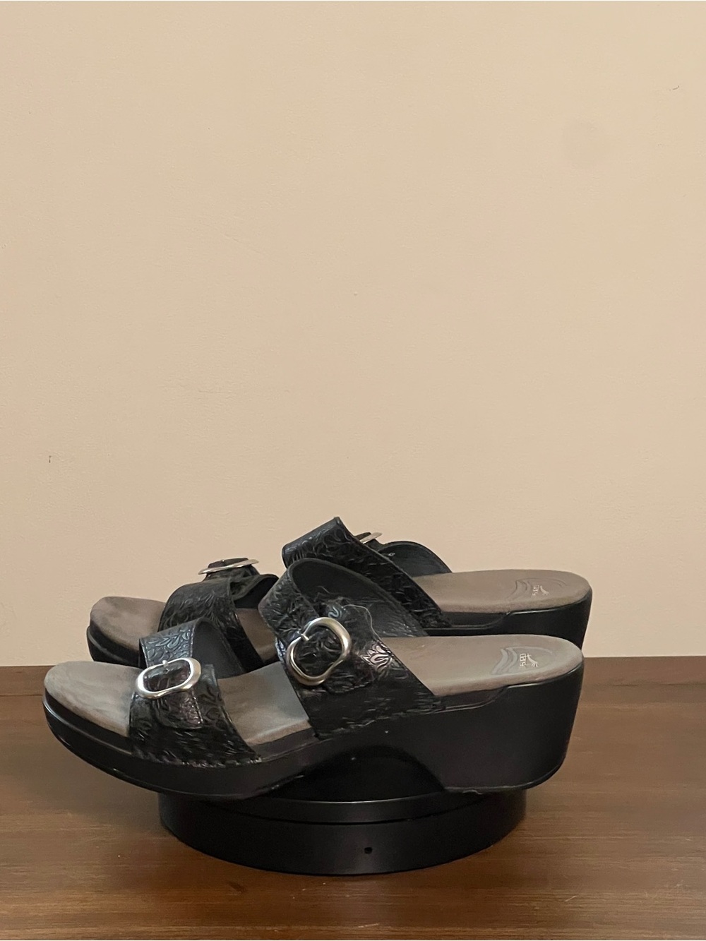 Dansko Sophie Clog Sandals - tooled leather straps, EU 43